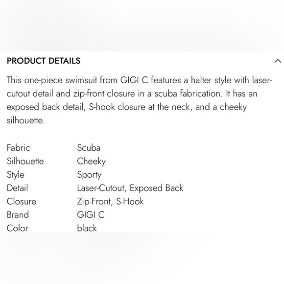 GIGI C Grace Surf Scuba Zip Black One Piece Swimsuit Surf Suit Medium NWT - Picture 6 of 11